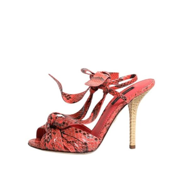 Dolce & Gabbana Snakeskin Tie Sandals Women Coral - Picture 6 of 6
